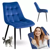 Monovo Minkšta kėdė lofto svetainei Dygsniuotas Velvet Tamsiai mėlynas CHIC Velvet