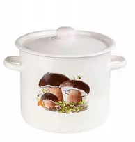 Emalia Rybnik EMALINIS PUODAS 7L DIDELIS AUKŠTAS PUODAS SU dangteliu TRADICIAMS BIGOS GRYBAMS