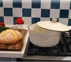 Overmont Emaliuotas ketaus puodas olandiška orkaitė 26 cm 4,7 l indukcinė orkaitės duona