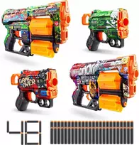 X-Shot Zuru Xshot Skins Dread Menace Blaster rinkinys iš 4 paleidimo priemonių, 48 smiginis