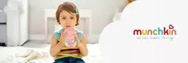 Neišsiliejantis puodelis su pasvertais šiaudeliais Munchkin rožinė/violetinė 207ml 2 vnt