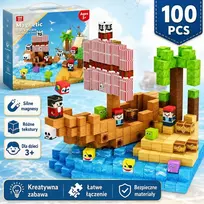 Magnetiniai blokeliai 100 vnt piratų laivas 3D kubeliai vaikams 3+