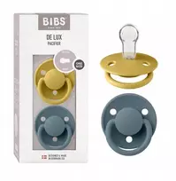 BIBS De Lux kūdikio čiulptukas, apvalus, 2 vnt. silikonas 0-36m Garstyčios/Benzinas