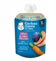 Gerber Mousse Desertas Obuolių slyvų morka po 6 mėnesių 80 g