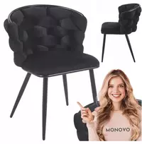 Monovo Pinta aksominė kėdė svetainei valgomajam Juodas Glamour Velvet PLOTI 2