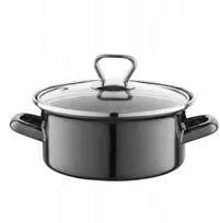 Emaliuotas puodas Emalia Pleszew Metalico 16 cm 1,4 l indukcinis grafitas
