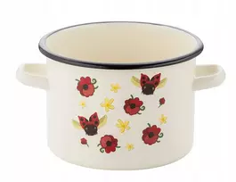 Emaliuotas puodas Emalia Pleszew Biedronka 22 cm 6L smėlio spalvos indukcinės dujos