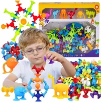 Click4Toys EDUKACINIAI KONSTRUKCINIAI KLAUKAI SILIKONINIAI SIURBUČIŲ RINKINYS VAIKAMS 96 vnt.