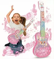Xpart INTERAKTYVI ELEKTRINĖ GITARA VAIKAMS ŠVIESI GARSO ROŽINĖ MUZIKA