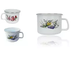 Enger Emaliuotas puodelis su plastikiniu dangteliu 14cm 1 vnt.