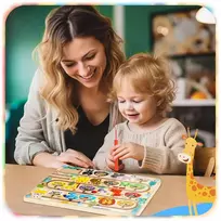 LENTO MOKYMASIS SKAIČIAVIMAS IR SPALVOS MEDINIS MAGNETINIS LABIRINTAS MONTESSORI