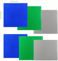Konstrukcinė plokštė blokeliams 32x32 pilkai mėlyna žalia rinkinyje 6 vnt