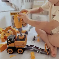 WOOPIE STATYBOS VEIKLA 5IN1 XXL SUKIMAS DIY VAIKAMS AUTOMATINIS EKSKAVATORIUS KRANAS TIR