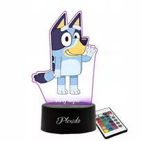 Plexido Naktinė lempa su spaudiniu Bluey Mėlyna Fairy Tale Padovanokite savo graviruotą vardo šviesos diodą