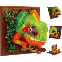 STATYBINIŲ KLALŲ RINKINYS, 3D SIENŲ DAILĖ, CHAMELEONAS, STATYBINIS ŽAISLAS