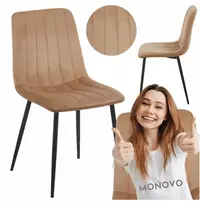 Monovo Smėlio spalvos minkšta kėdė lofto valgomajam Dygsniuotas kapučino veliūras ORITE