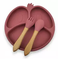Silikoninė lėkštė vaikams, lėkštė, siurbtukas, komplektas, vaikas