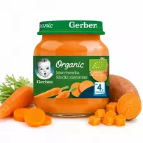 Vakarienė Morkos saldžiosios bulvės nuo 4 mėnesių 125 g Gerber Organic