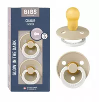 BIBS Color Glow kūdikio čiulptukas 2 vnt. 18m+ SVĖTINA NAKTĮ Vanilė