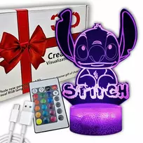 STICH 3D Stalinė lemputė 16 LED LILO IR STICH SU NUOTOLINIO PULTO VAIKŲ PULTU