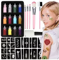 GLITTER TATTOO RINKINYS, PLAUNAMI GLITTER ŠABLONAI VAIKAMS