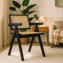 Mebel Elite Vienos medinė pinta svetainės valgomojo kėdė Juoda MADERA