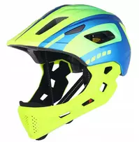 Vaikiškas šalmas Switch 2in1 Fullface LED MTB dviratis EN1078 geltonai mėlynas