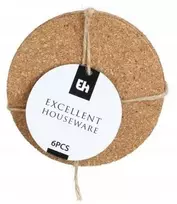 Excellent Houseware Kamštiniai padėkliukai puodeliams, stiklinėms, 6 vnt. 925372