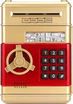 SAUGUS PIGGY BANKAS MONETATŲ BANKNOTAI Indėlių automatas + PIN kodas (Auksas)