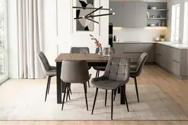 Mebel Elite Minkšta veliūrinė kėdė svetainei valgomojo virtuvei Pilka CHRIS