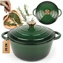 HAGE emaliuotas ketaus puodas 5 l, dangtis 26 cm, žalias, indukcinė orkaitė