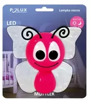 Polux NAKTINIS LEMPAS VAIKAMS KONTAKTINEI BUTTERFLY LED Rožinis 8lm 0,4W