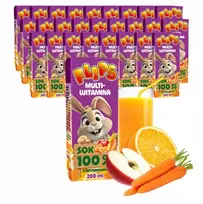 Flips Multivitaminų sultys 100% 27x200ml Sante | sultys kartoninėje dėžutėje su šiaudeliu