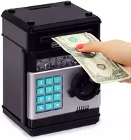 Toys4Boys PIGGY BANK SAFE BANK bankomatas monetoms Banknotai + PIN PRIEIGOS KODAS
