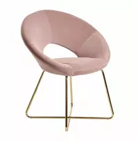 Glamour fotelis, rožinis aksomas, auksinės kojos