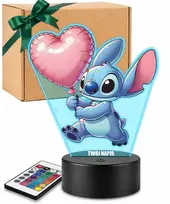 Plexido 3D „Lilo“ ir „Stitch“ LED lempos širdies balionas su vardu, skirta dovanai merginai