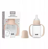 BIBS - 1x Buteliukas nuo pilvo dieglių su silikoniniu žindeliu, rožinis