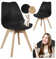 Monovo Skandinaviška virtuvės kėdė juoda medinė oda VIVI valgomajam