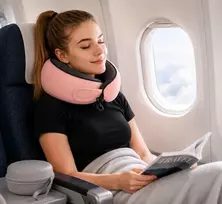 Atminties putplasčio kelioninė pagalvė su 360° atrama kaklui kelionėms lėktuvu