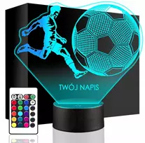 upominki_pl LED NAKTINIS LEMPAS Futbolo segtukai 3D + NUOTOLINIO PULTAS, dovana vaikui GIMTADIENIO