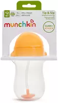 Munchkin naujoviškas gurkšnelių puodelis su pasvertu šiaudeliu, Oranžinis 296ml