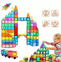 MAGNETINIŲ KONSTRUKCIJŲ UGDOMINIŲ BLOKUČIŲ RINKINYS 100 EL DIDELIŲ 3D PLOKŠČIŲ