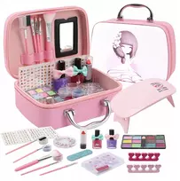 Click4Toys DĖŽUTĖ SU MAKIAŽO KOSMETIKA VAIKAMS IR UV nagų lempa