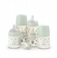 SUAVINEX BIRDIES - rinkinys naujagimiui (4x buteliukas, čiulptukas) žalias, 3m+