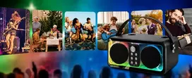 Zaxer KARAOKE GALBARIAUSIO ĮRENGINIS SU 2 BELAIDAIS BLUETOOTH MIKROFONAIS SPALVOTAS LED