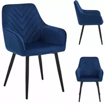 MUFART Velvet apmušta aksominė kėdė svetainei, virtuvei, valgomajam, Navy Mėlyna Mars