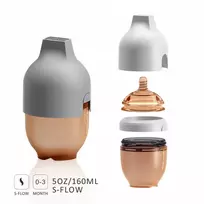 HEORSHE maitinimo buteliukas nuo pilvo dieglių 160 ml, pilkas