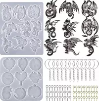 SILIKONINĖ FORMA 2 VIENETAI DRAGON RAKTŲ ŽIEDŲ DERVOS LIEJIMO pakabučiams
