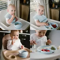 Baby Ono Dubuo ir lėkštė Silikoninių indų rinkinys su siurbtuku Mėlyna