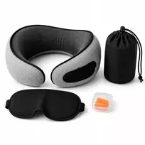 Memory Foam Snail Travel Pillow + Mask + Plugs | Lėktuvo pagalvė